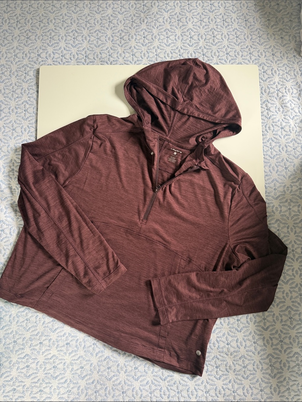 Layer 8  Maroon Half-Zip Hooded Pullover